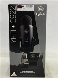 Microphones Yeti Blackout Microphone with Logitech C922 Pro Stream Webcam in Blue